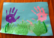 Child handprint art flowers